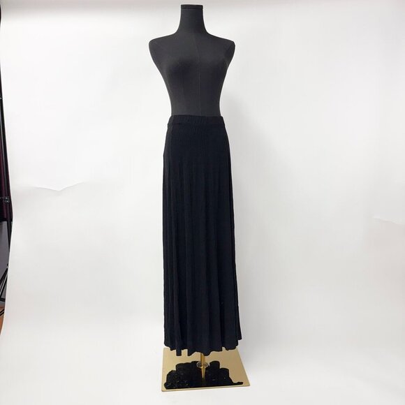 LONG PLEATED MAXI SKIRT BLACK - Picture 3 of 6